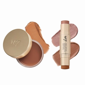No7 Pro Artist Glow & Sculpt Duo - Soft Glow Cream Bronzer (Light)   Bronze & Glow Multistick (Light Bronze/Champagne Glow) – Radiant, Sun-Kissed Finish