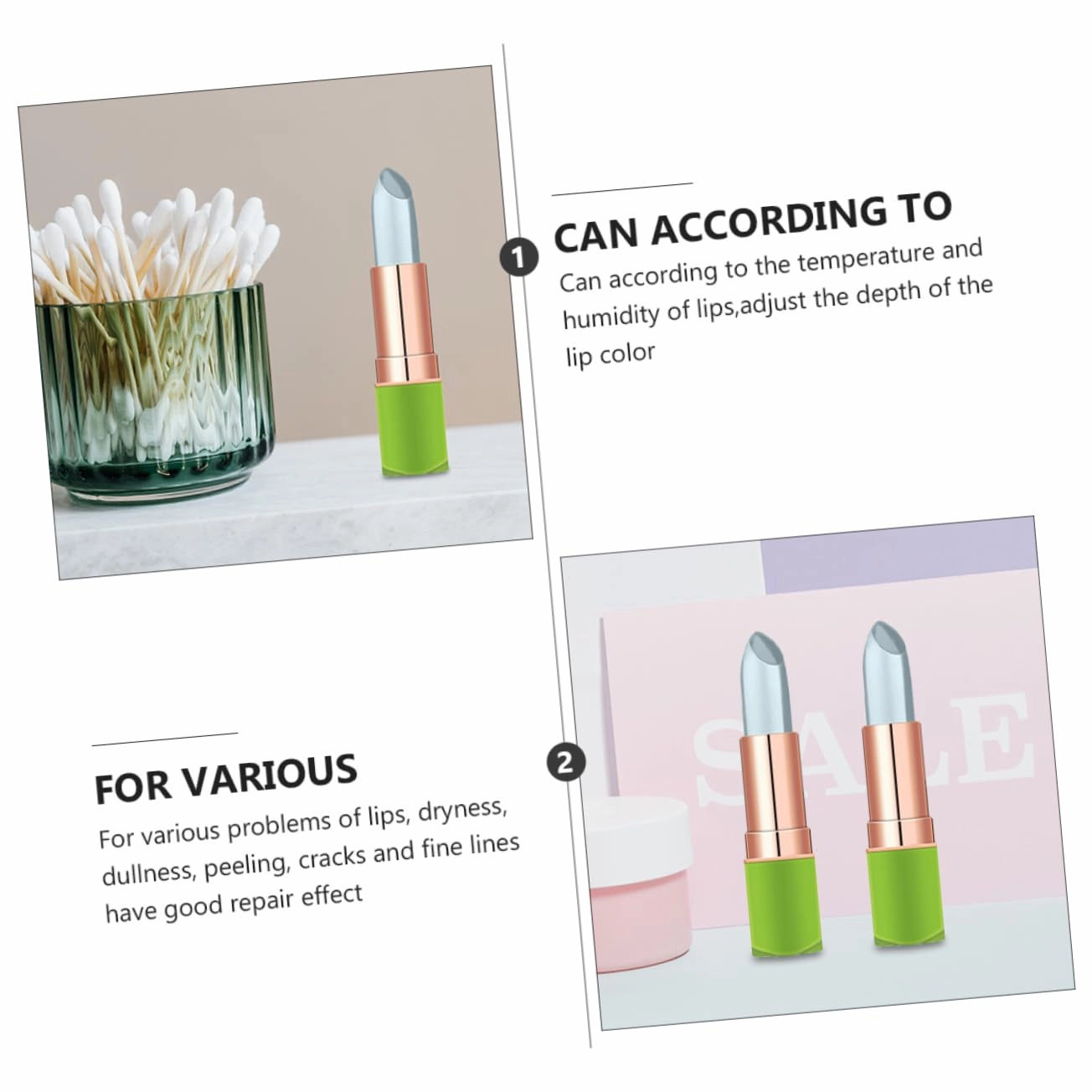 NOLITOY 8pcs Color Changing Lip Balm Aloe Infused Moisturizing Lip Gloss for Women Natural Temperature Reactive Lipstick Hydrating Jelly Nude