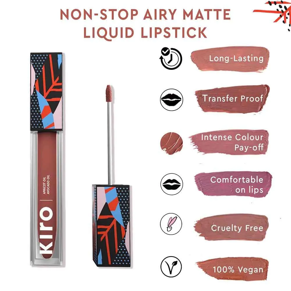 Non-Stop Airy Matte Liquid Lip - Nude Espresso(5 ml)| Transferproof I Waterproof lipstick Long Lasting I Apricot & Avocado Oil | 100% Vegan | 5ml | No Parabens, No Toxins
