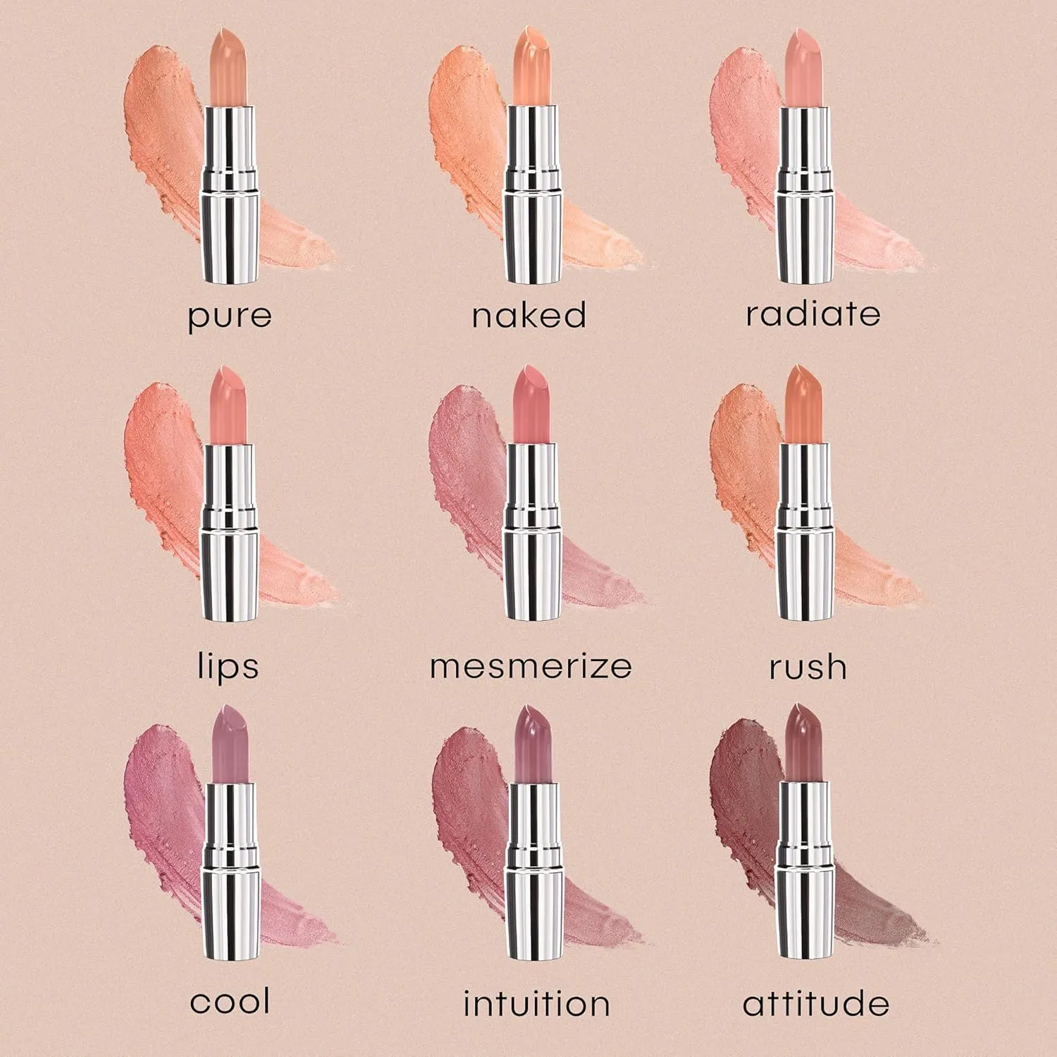 Nude Envie - Lipstick - Creamy & Long-Lasting Finish - Velvety Texture & Easy Application - Luxury Hydration - With Shea Butter, Vitamin E & Jojoba Oil - Vegan, Paraben-Free & Cruelty-Free - Mesmerize