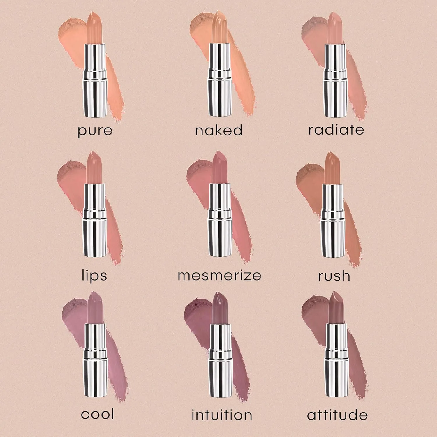 nude envie - Lipstick - Creamy & Long-Lasting Finish - Velvety Texture & Easy Application - Luxury Hydration - With Shea Butter, Vitamin E & Jojoba Oil - Vegan, Paraben-Free & Cruelty-Free - Pure
