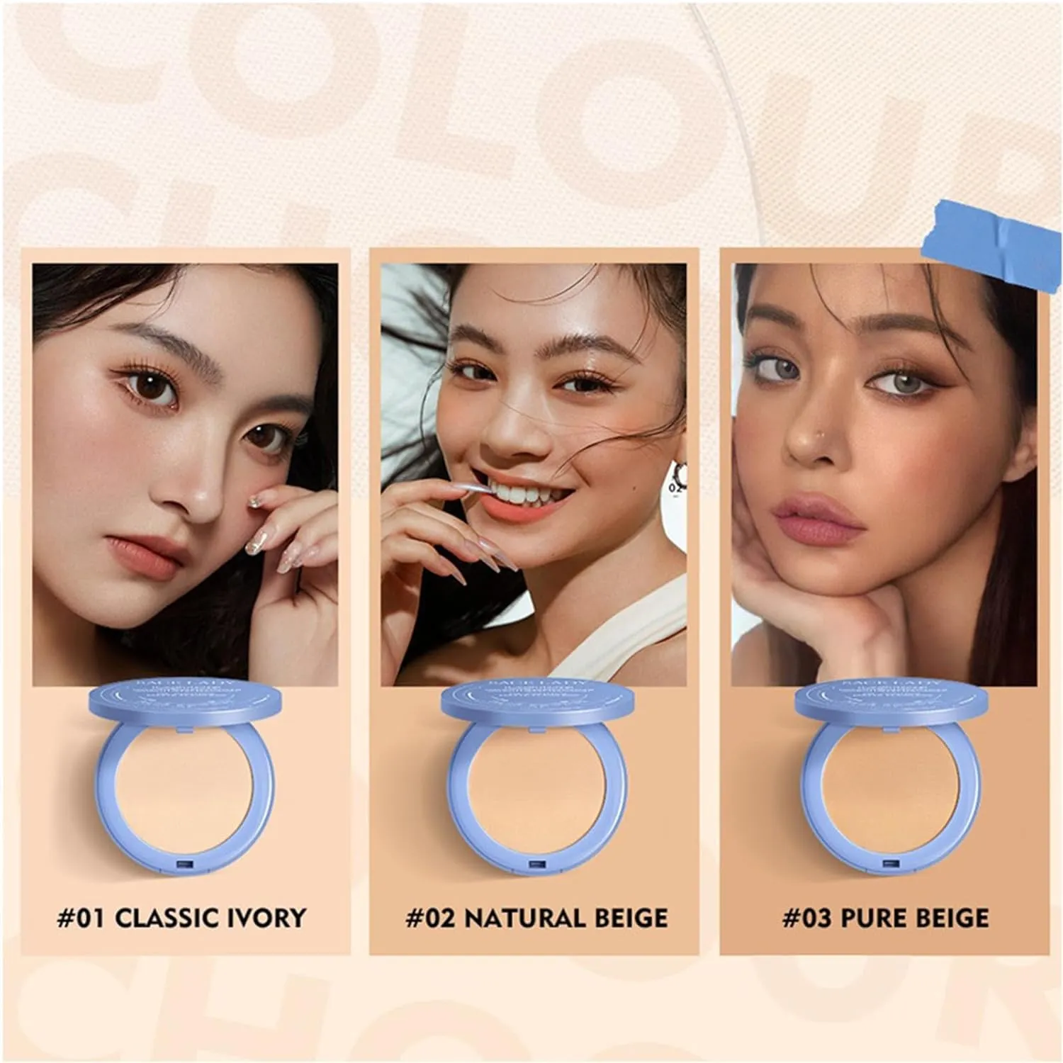 Oil Control Face Pressed Powder, Waterproof Powder Makeup, SettingPowder Makeup, Waterproof Long Lasting FinishingPowder, Matte Perfections PressedPowder (#03 PURE BEIGE)