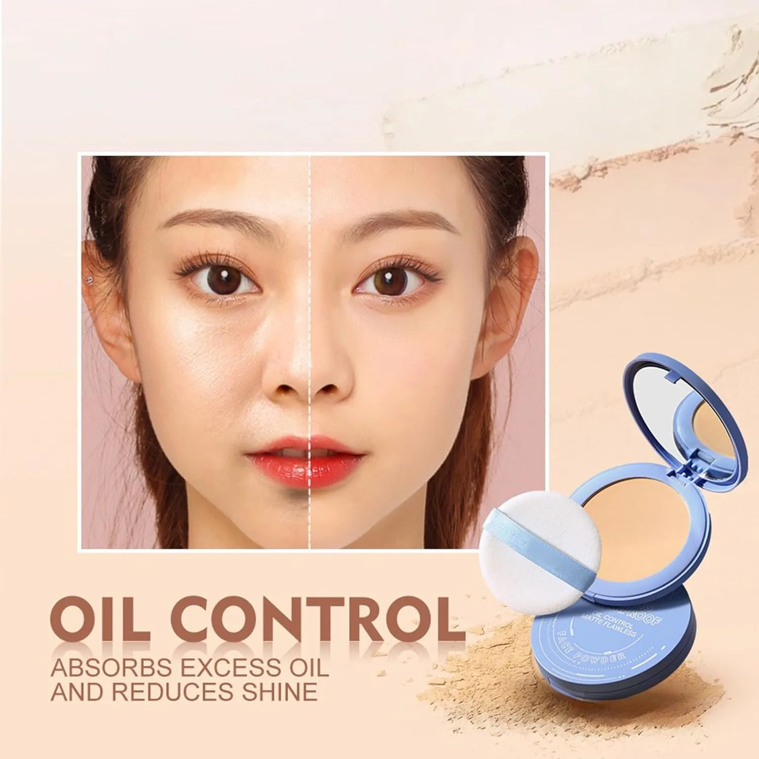 Oil Control Face Pressed Powder, Waterproof Powder Makeup, SettingPowder Makeup, Waterproof Long Lasting FinishingPowder, Matte Perfections PressedPowder (#03 PURE BEIGE)
