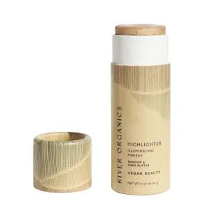 Organics Vegan Highlighter Stick – Zero Waste, Natural & Organic Makeup | Dewy, Hydrating Glow for Face & Body | Plastic-Free, Eco-Friendly Packaging | River Organic (Illumi "Champagne color) 0.50 oz.