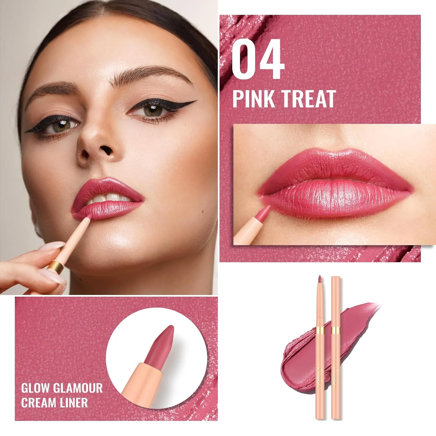 Oulac Lipstick & Lipliner Set 3PCS High Impact Lipcolor with Moisturizing Formula, Vegan Beauty, Full-Coverage Lip Color, Gift Lipstick for Women, 04 PG05 PG10