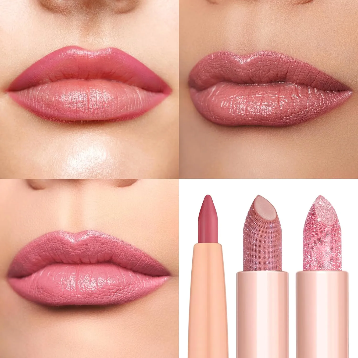 Oulac Lipstick & Lipliner Set 3PCS High Impact Lipcolor with Moisturizing Formula, Vegan Beauty, Full-Coverage Lip Color, Gift Lipstick for Women, 04 PG05 PG10