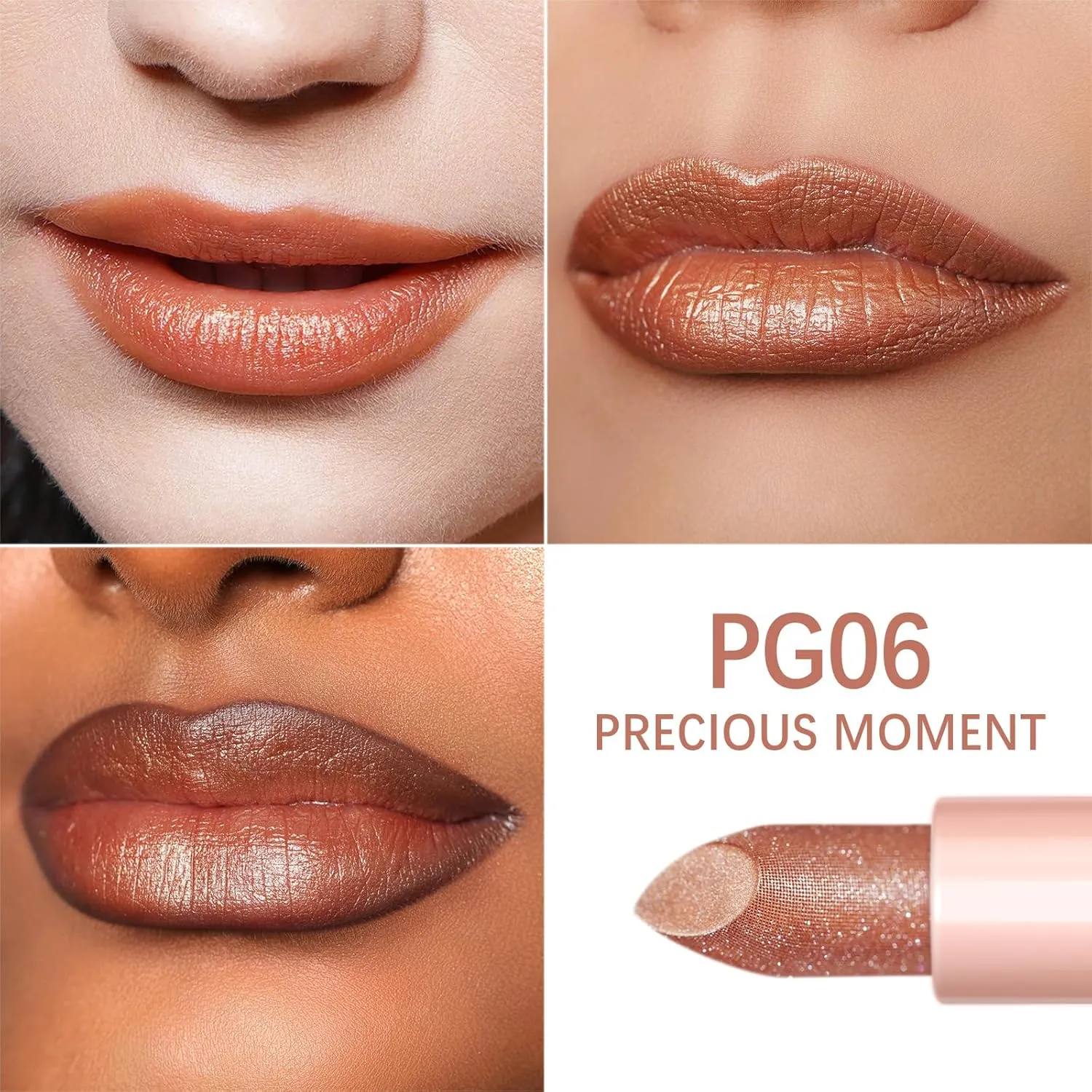 Oulac Nude Lipstick Set 2PCS - Included Metallic Nude Lipstick and Light Brown Liptsick, Vegan Lightweight Hydrating Formula, 10 PG06