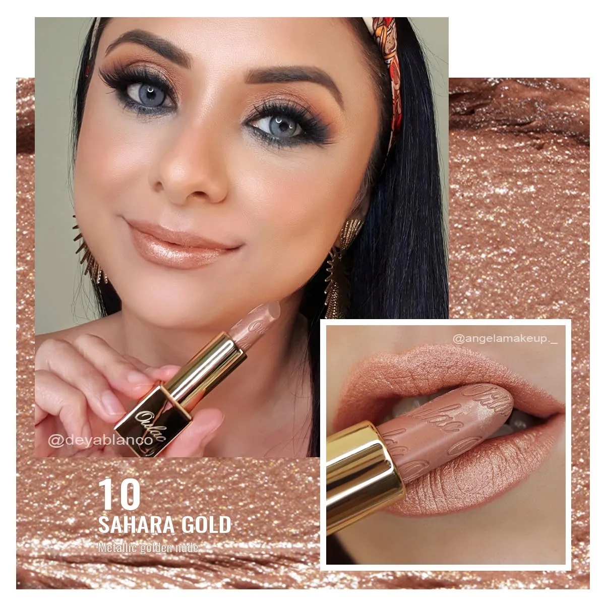 Oulac Nude Lipstick Set 2PCS - Included Metallic Nude Lipstick and Light Brown Liptsick, Vegan Lightweight Hydrating Formula, 10 PG06