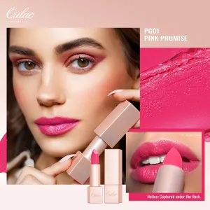 Oulac Pink Moisturizing Lipstick, Clear Shimmer Topper & Pink Lip Liner Set – Smooth Creamy Texture, Long-Lasting, Waterproof, Vegan, High Pigmentation