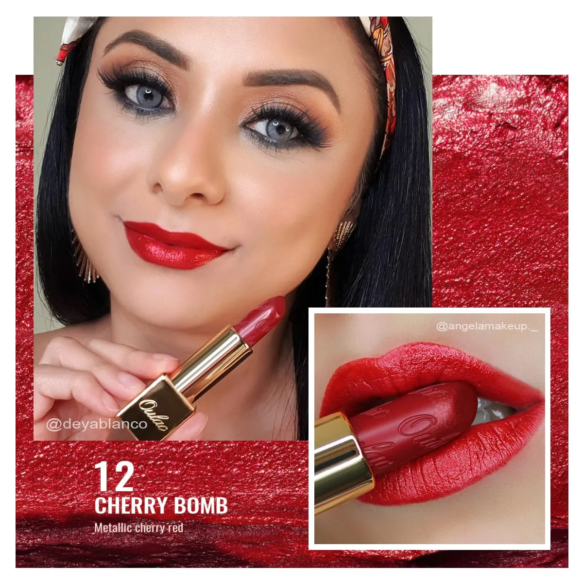 Oulac Red Lipstick & Lipliner Set High Impact Lipcolor with Moisturizing Formula, Vegan Beauty, Full-Coverage Lip Color, Gift Lipstick for Women, 07 12 D03