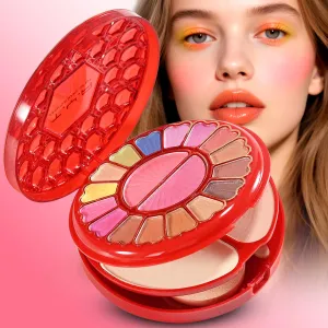 Personal Makeup Ruby-Inspired Palette Set 25 Color Multifunctional Eyeshadow, Blush Highlighter Kit with Shimmer, Pearlescent Finishes, Cruelty-Free Waterproof Includes Sponge Sticks & Mirror