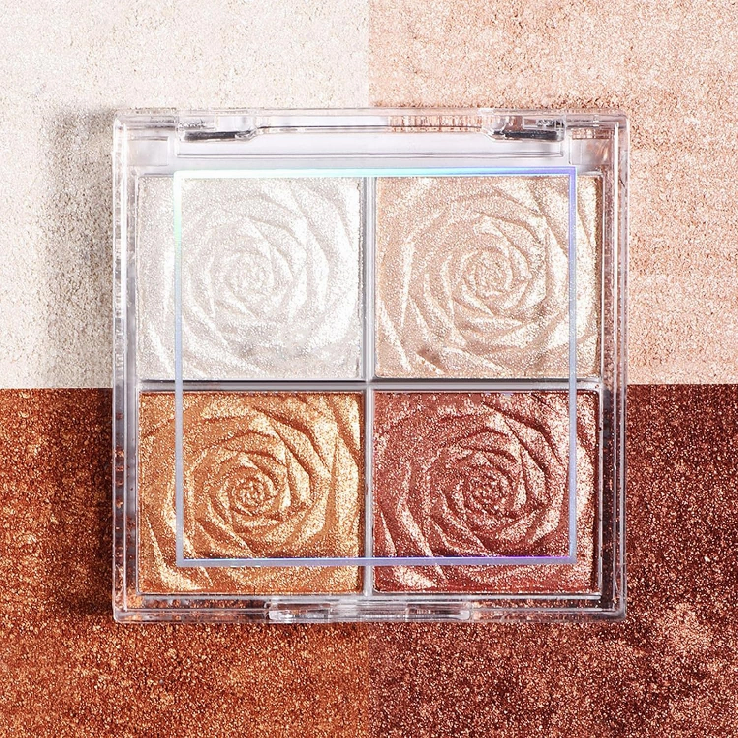 pistro 5x 4 Colors Highlighter Eyeshadow, Glitter Shimmer Makeup, Blendable Blush for Daily Use & Festivals