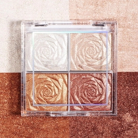 pistro 5x 4 Colors Highlighter Eyeshadow, Glitter Shimmer Makeup, Blendable Blush for Daily Use & Festivals