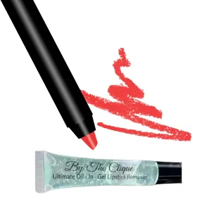 Premium Matte On Fire Orange Red Lip Liner and Hydrating Lipstick Remover Set