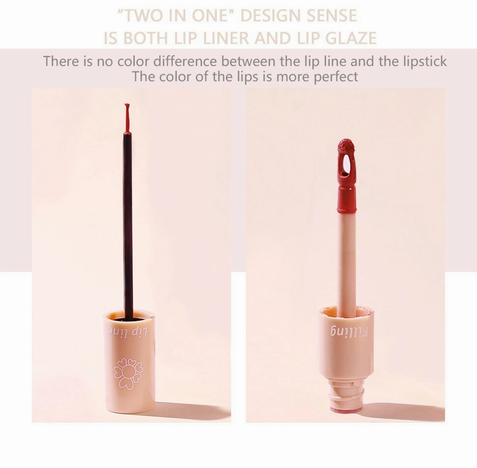 Pudaier - Two-in-One Lipliner Lip Gloss Assorted Shades