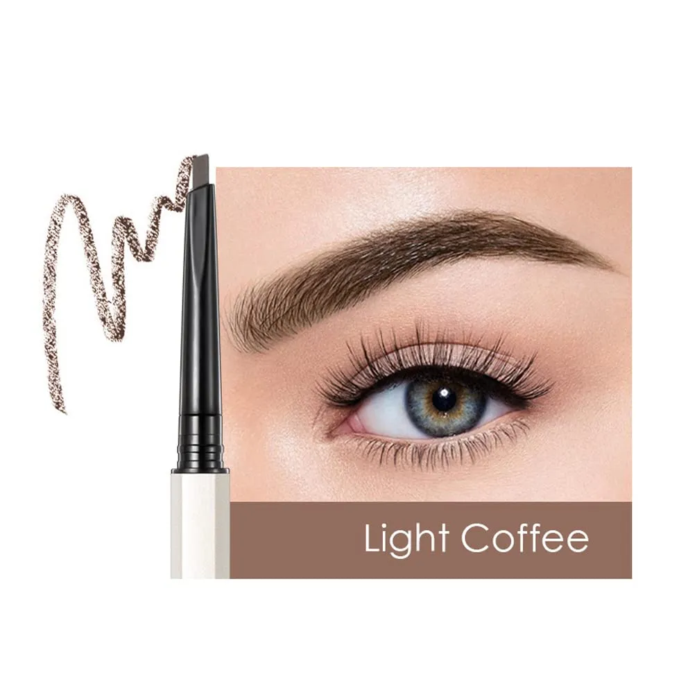 QiBest double-headed ultra-fine eyebrow pencil triangle waterproof and sweat-proof long-lasting 5 color makeup natural eyebrow cream is not easy to take off makeup (C)