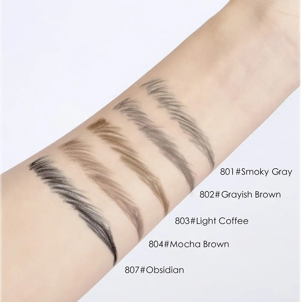 QiBest double-headed ultra-fine eyebrow pencil triangle waterproof and sweat-proof long-lasting 5 color makeup natural eyebrow cream is not easy to take off makeup (C)