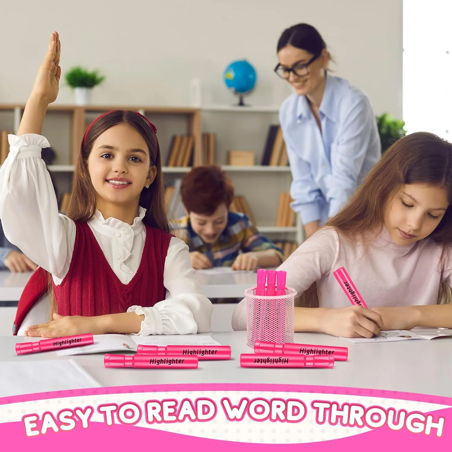 Qilery Tank Style Highlighters 72 Pack Chisel Tip Markers Quick Drying Fluorescent Highlighters for Kids Adult Home Classroom Office School Shop Supplies(Pink)