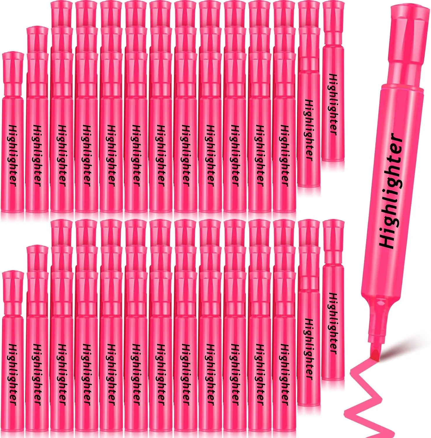 Qilery Tank Style Highlighters 72 Pack Chisel Tip Markers Quick Drying Fluorescent Highlighters for Kids Adult Home Classroom Office School Shop Supplies(Pink)