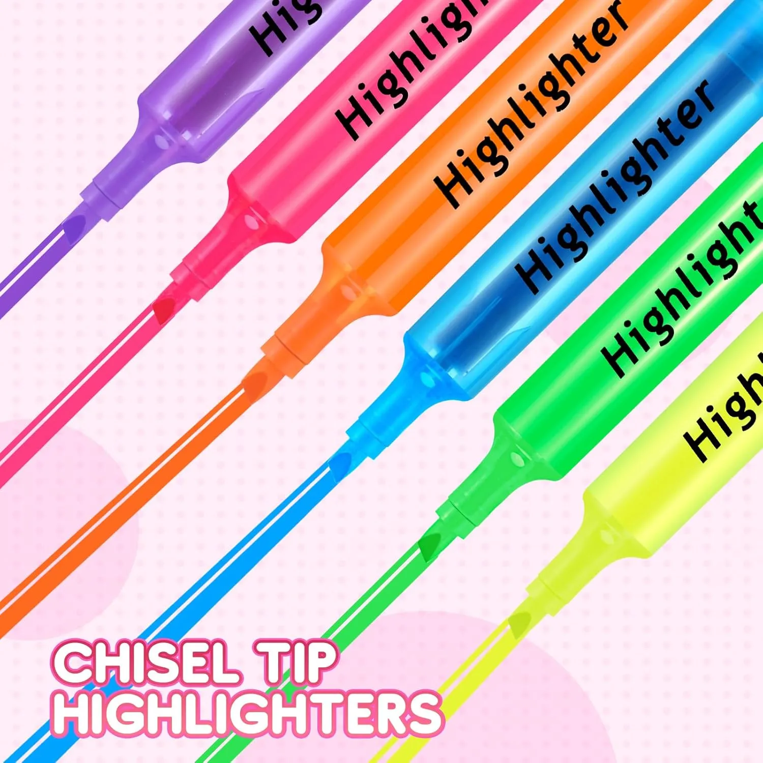 Qilery Tank Style Highlighters 72 Pack Chisel Tip Markers Quick Drying Fluorescent Highlighters for Kids Adult Home Classroom Office School Shop Supplies(Pink)