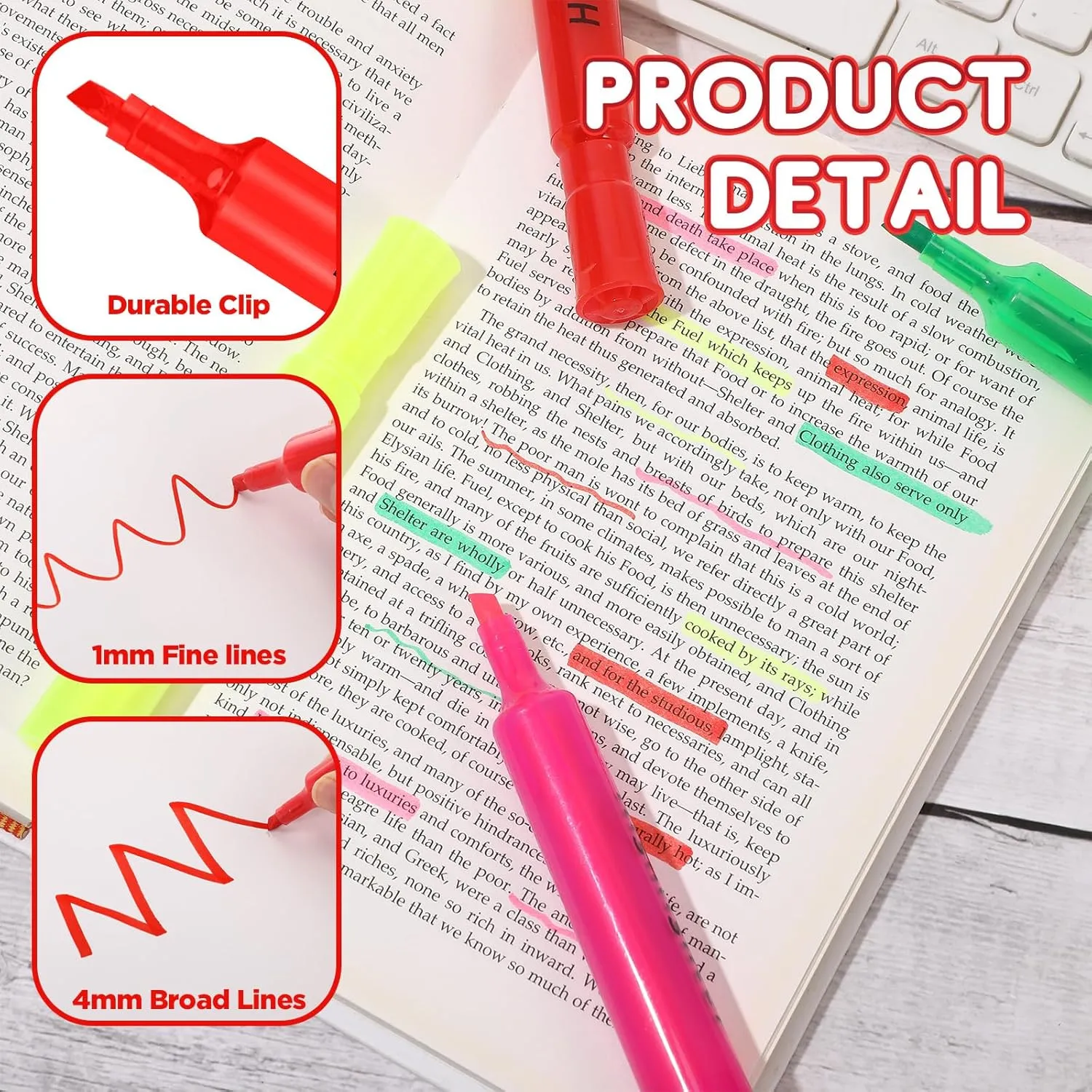 Qilery Tank Style Highlighters 72 Pack Chisel Tip Markers Quick Drying Fluorescent Highlighters for Kids Adult Home Classroom Office School Shop Supplies(Red)