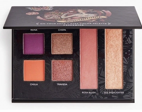 Reina Rebelde Multi-Palette Face   Eyes Color Eyeshadow Blush & Highlighter Palette (Presumida) - Matte Violet, Matte Terracotta, Rose Gold Shimmer, Fire Shimmer, Mauve Blush, Warm Peach Highlight