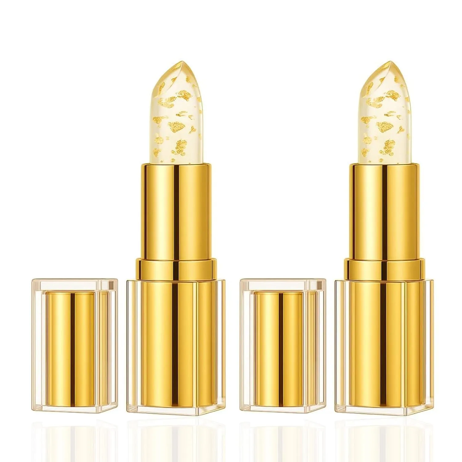 Remainder Lipstick, Color Changing Mood Lipstick, Transferproof Long Lasting 24H, Gold Crystal PH Chapstick, Transfer-Proof, Moisturizing Glossy Shine Lip Gloss Gold Foil for Women (2PCS)