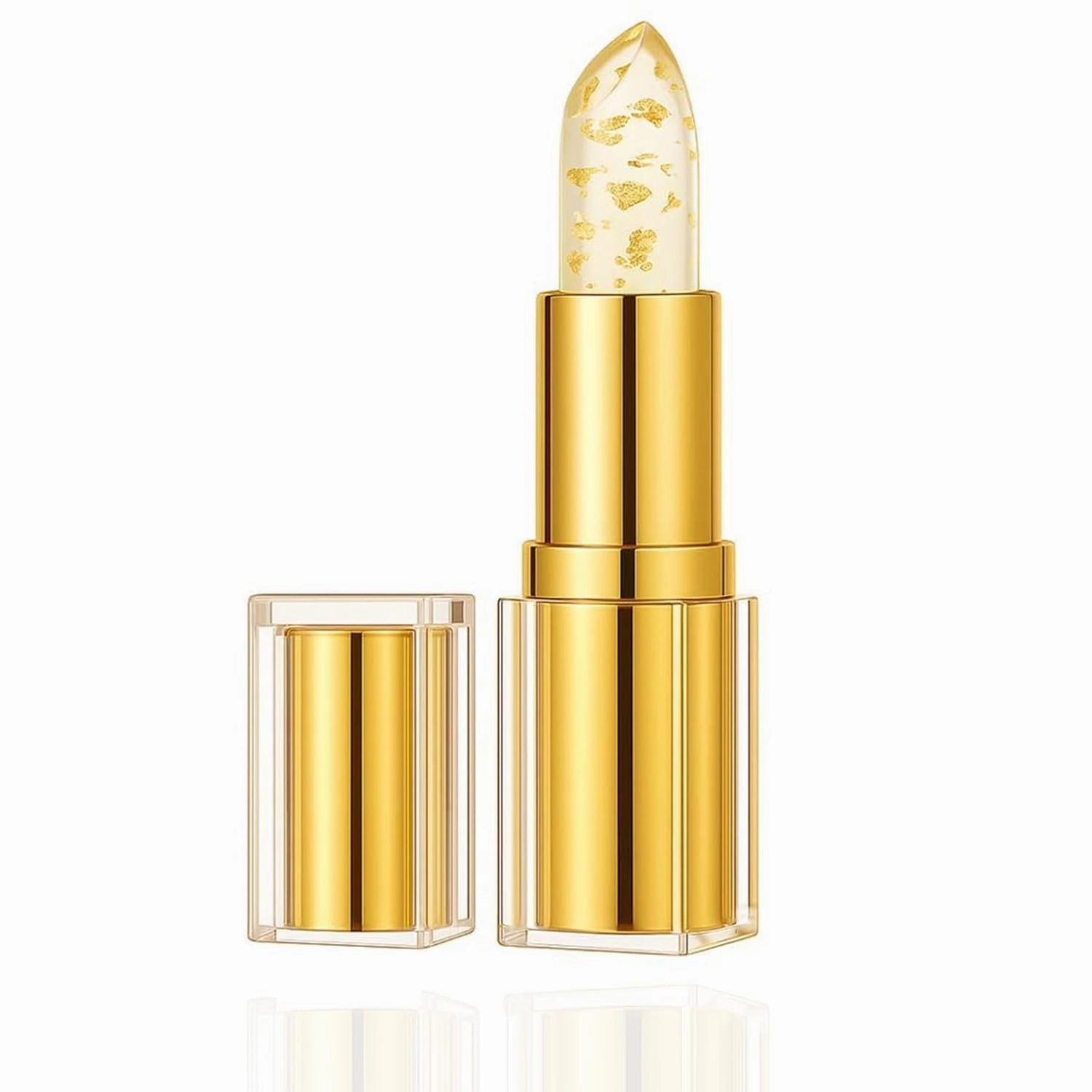 Remainder Lipstick, Color Changing Mood Lipstick, Transferproof Long Lasting 24H, Gold Crystal PH Chapstick, Transfer-Proof, Moisturizing Glossy Shine Lip Gloss Gold Foil for Women (1PC)