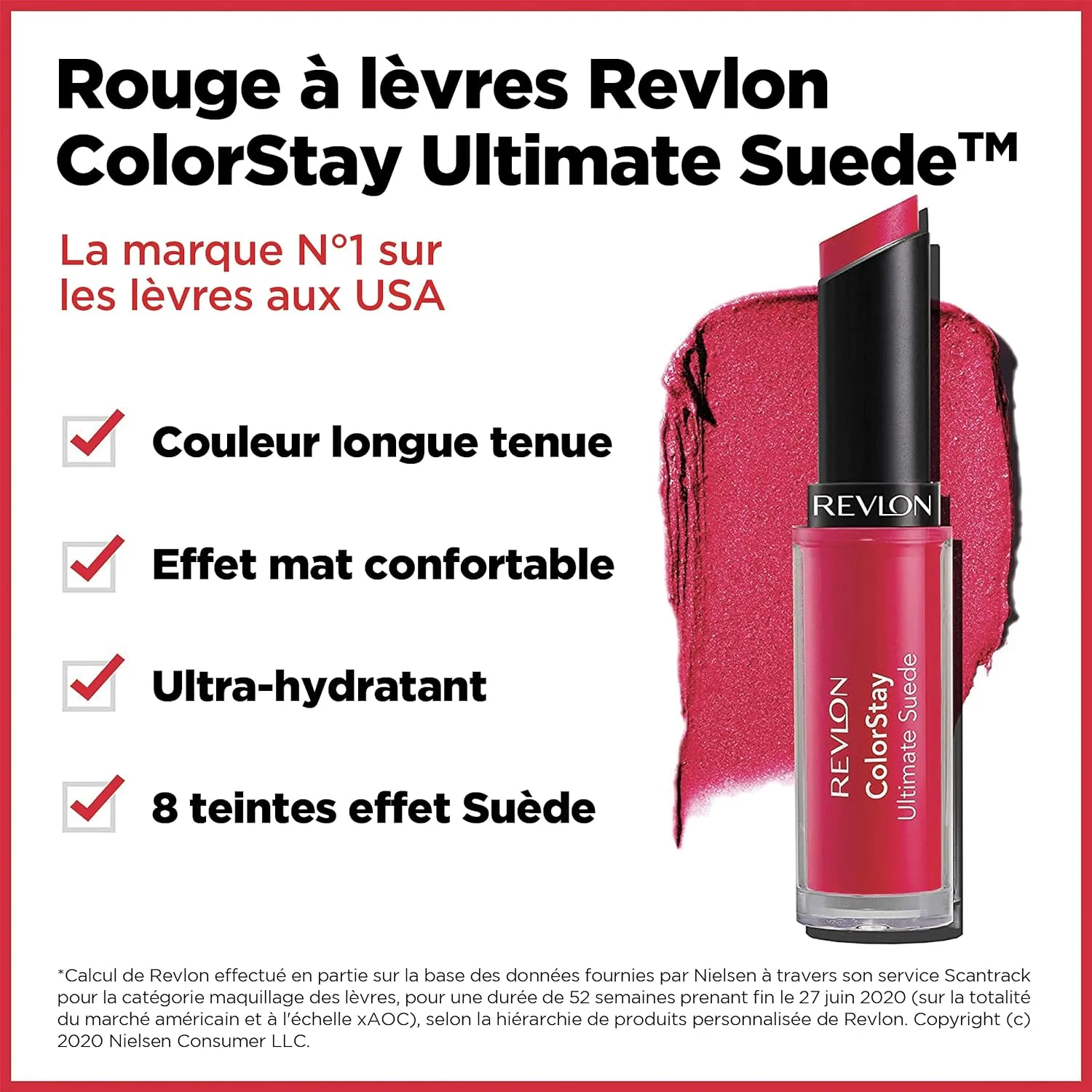 REVLON Lipstick, ColorStay Ultimate Suede Lipstick, High Impact Lip color with Moisturizing Creamy Formula, Infused with Vitamin E, 025 Socialite, 0.09 Oz