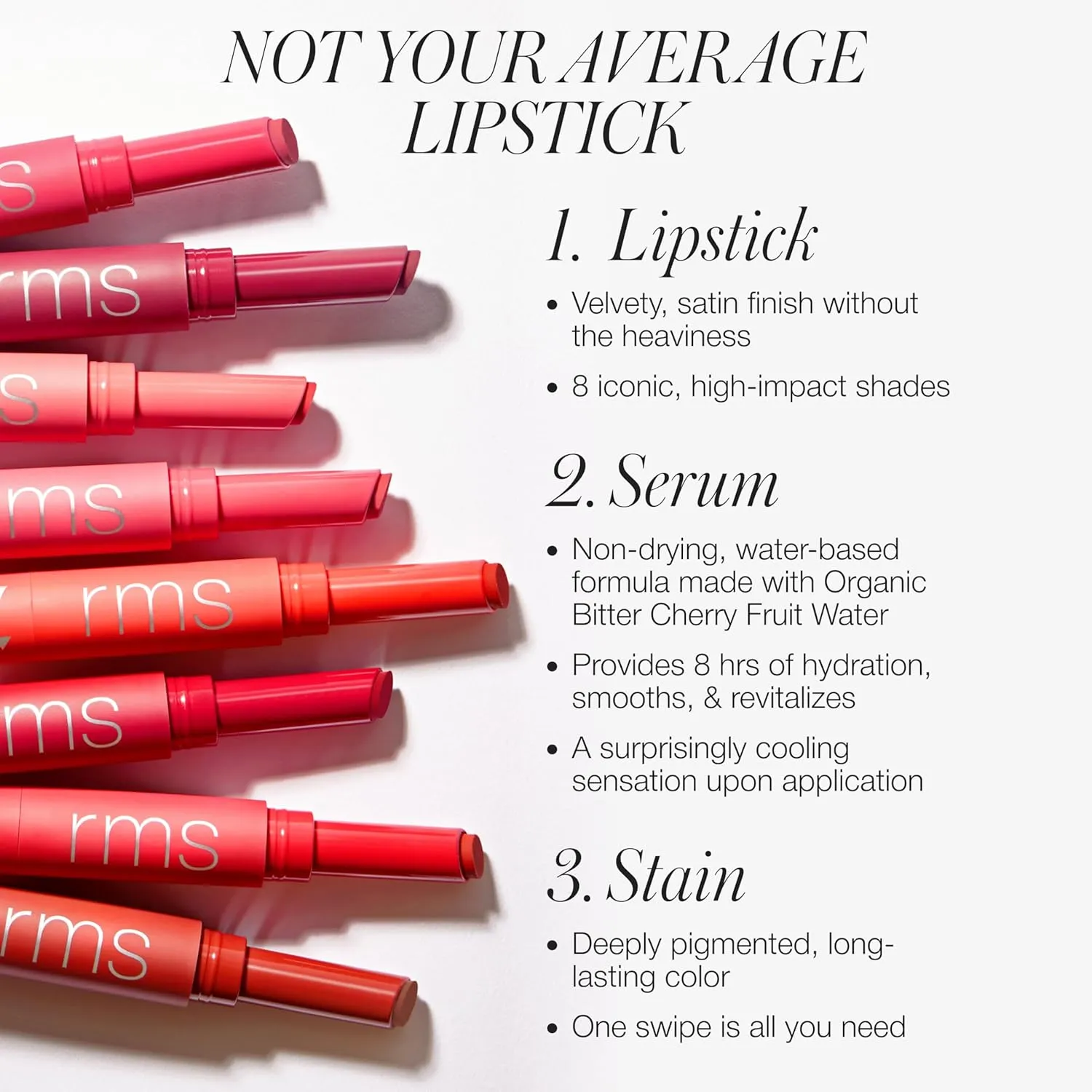 RMS Beauty Legendary Serum Lipstick - Satin Finish Lip Color, Serum Lip Stain Hybrid, Long Lasting Lipstick for Women, Hydrating Lip Tint Stain