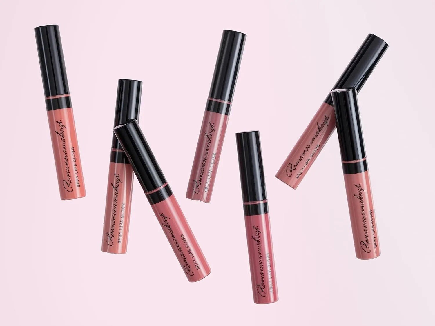Romanovamakeup Sexy Lip Gloss SENSUAL. Rich, Non-sticky, Soothing, Naturally moisturize, Hydrating Glitter Lip Gloss PALE PINK RASPBERRY SHADE Easy to Wear, Keeps Smooth Lips Gloss, Travel size.