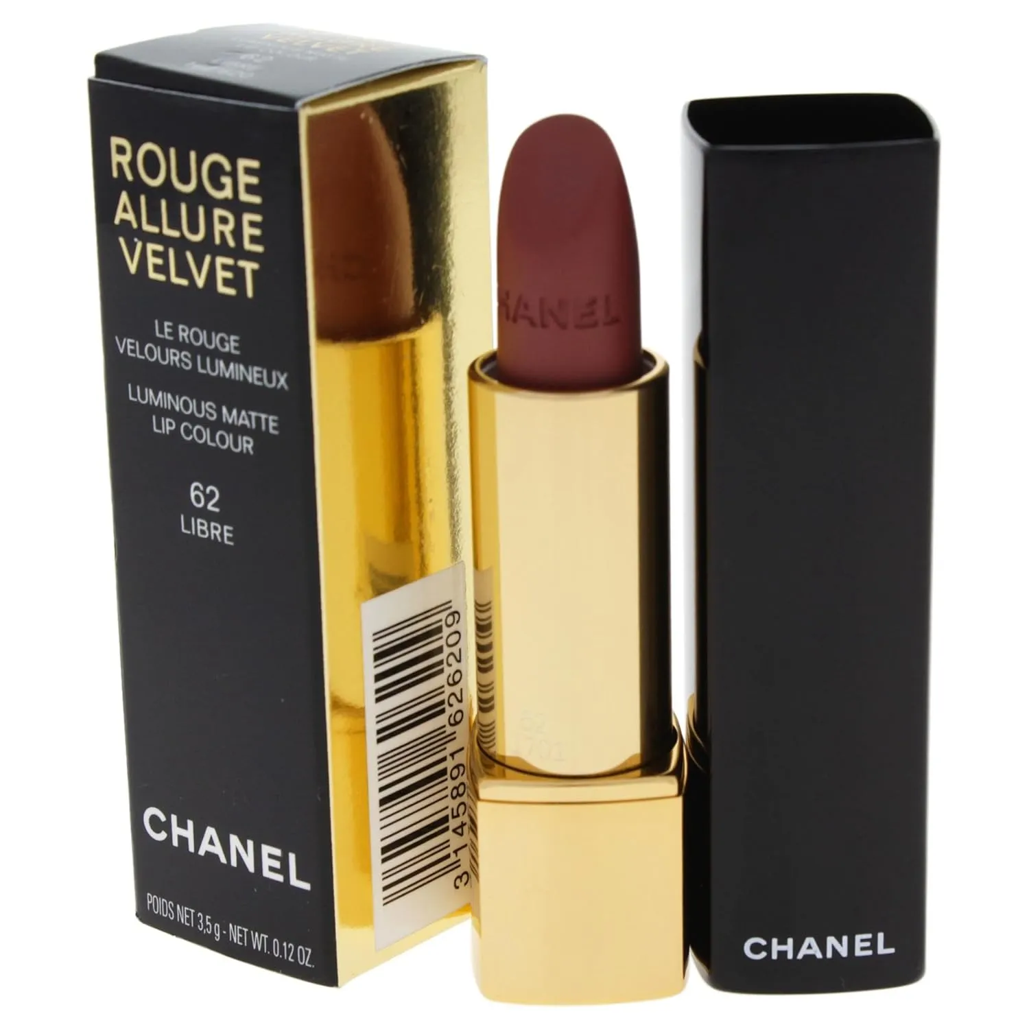 Rouge Allure Velvet Luminous Matte Lip Colour - 62 Libre by Chanel for Women - 0.12 oz Lipstick