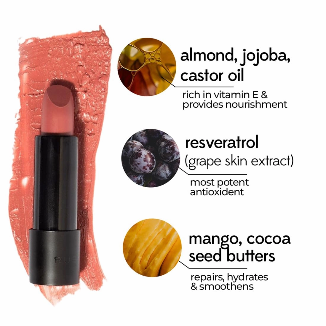RUBY'S ORGANICS Semi-Matte Lipstick for Women, Hydrating and Highly Pigmented, Moisturizing & Non Drying, Lightweight & Long Lasting Formula, Lip Makeup, Paraben-Free, Nude Nuddy, 3.7g