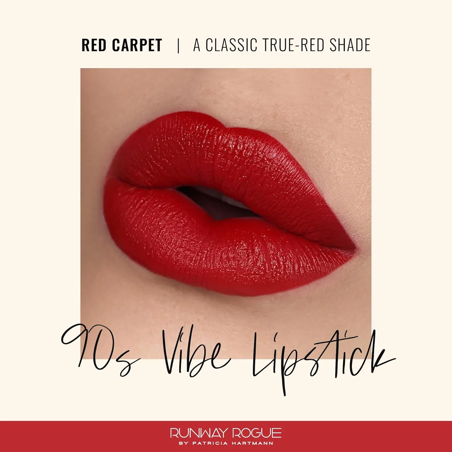 Runway Rogue 90s Vibe Lipstick, Moisturizing Matte Classic True-Red Lipstick, ‘Red Carpet’