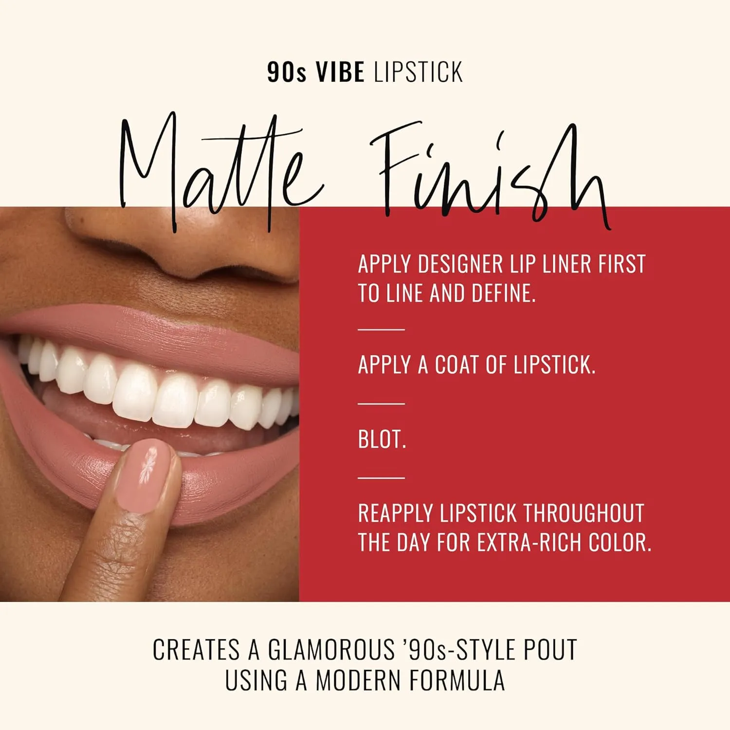 Runway Rogue 90s Vibe Lipstick, Moisturizing Matte Nude/Light-Rose Lipstick, ‘Booked Out’