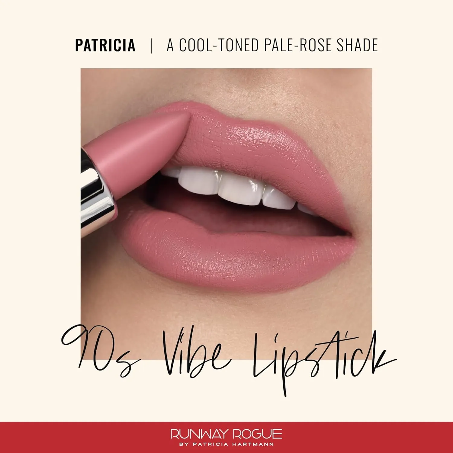 Runway Rogue 90s Vibe Lipstick, Moisturizing Matte Pale-Rose Lipstick, ‘Patricia’