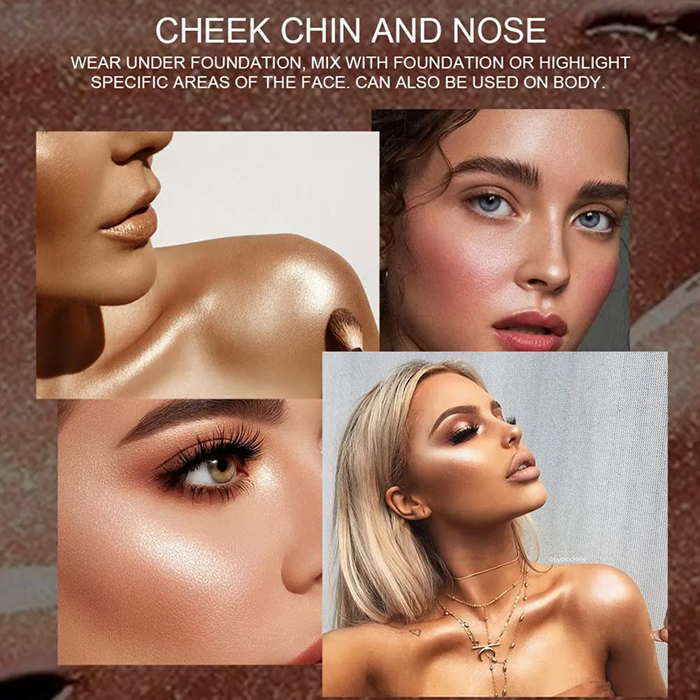 SACE LADY 2 Colors Liquid Highlighter Makeup Set Shimmer Shine Ultra-Smooth Radiant Illuminator Kit for Face Cheekbone Body Glow Bronzer Glitter Illuminating Highlighters Make-up, 2×0.2Fl Oz