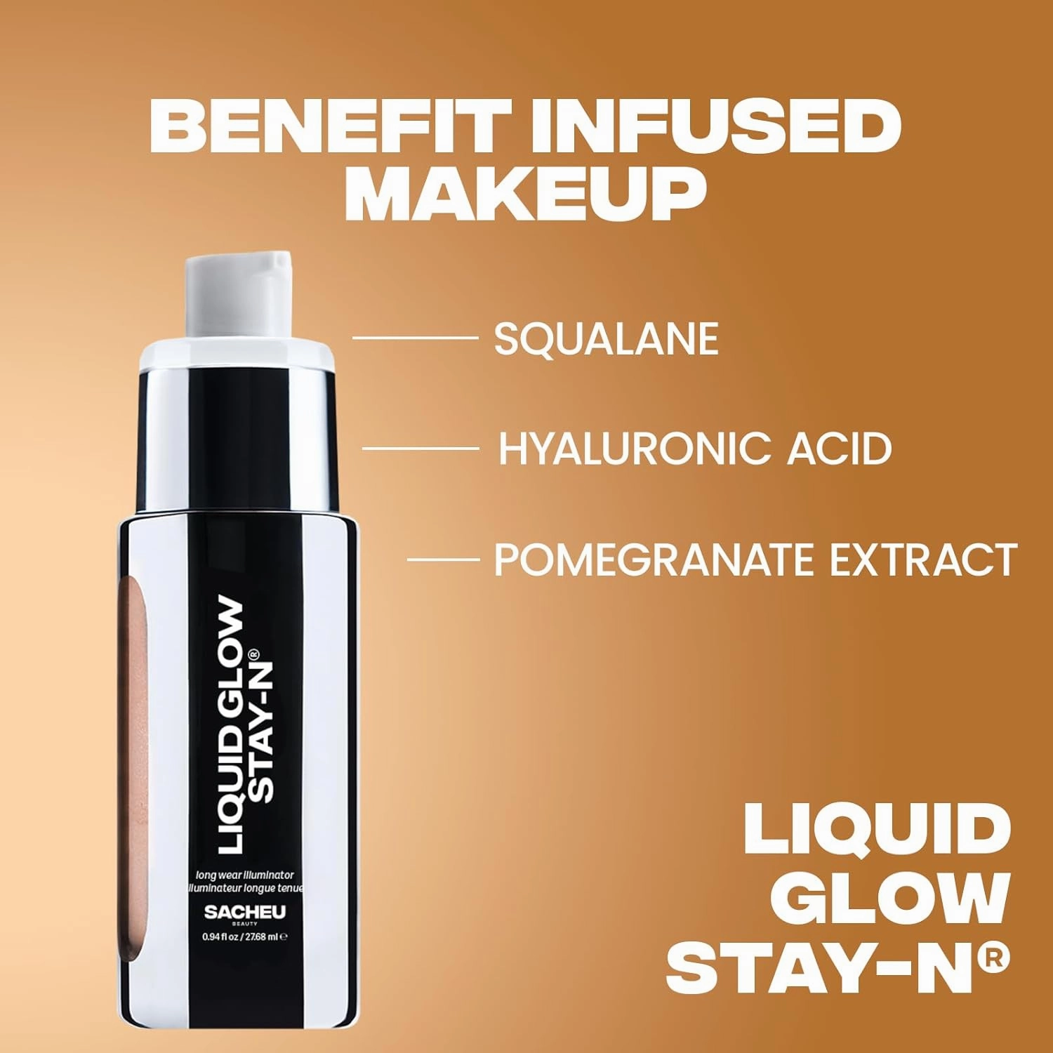 Sacheu Liquid Glow STAY-N Liquid Highlighter & Illuminator Makeup — 30ml Long Lasting Luminous Glow Lightweight Dewy Finish, Sun Beam