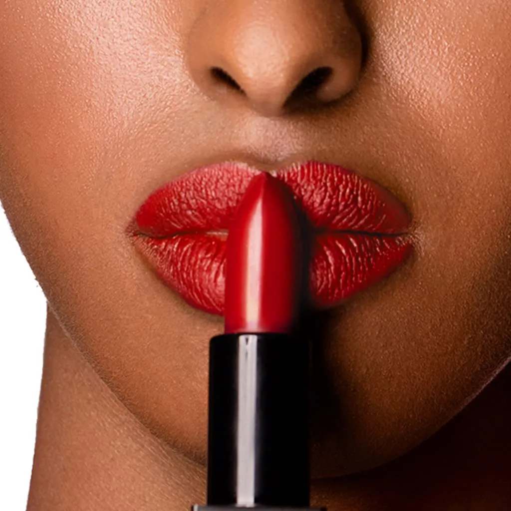 Semi-Matte Lipstick - Courage, Warm Red - Natural Moisturizing Ingredients for All Day Wear - Paraben-Free, Cruelty-Free, Vegan Formula - Hydrating Highly-Pigmented Lip Makeup