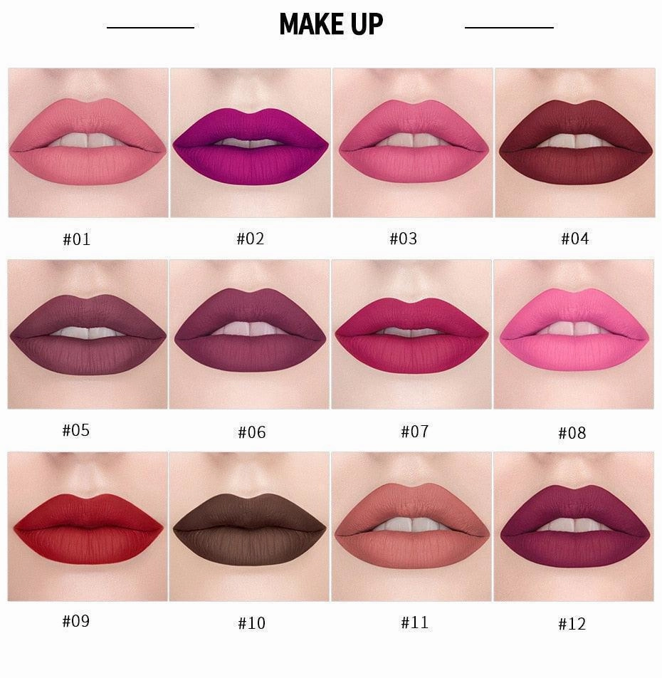 Sexy Rose Purple Lip-gloss Matte 12 Colors