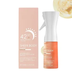 Sheer Body Spray Spf 42, Waterproof And Sweat-Proof, Lightweight, Non-Greasy, Moisturizing And Shiny, Suitable For All Skin Types