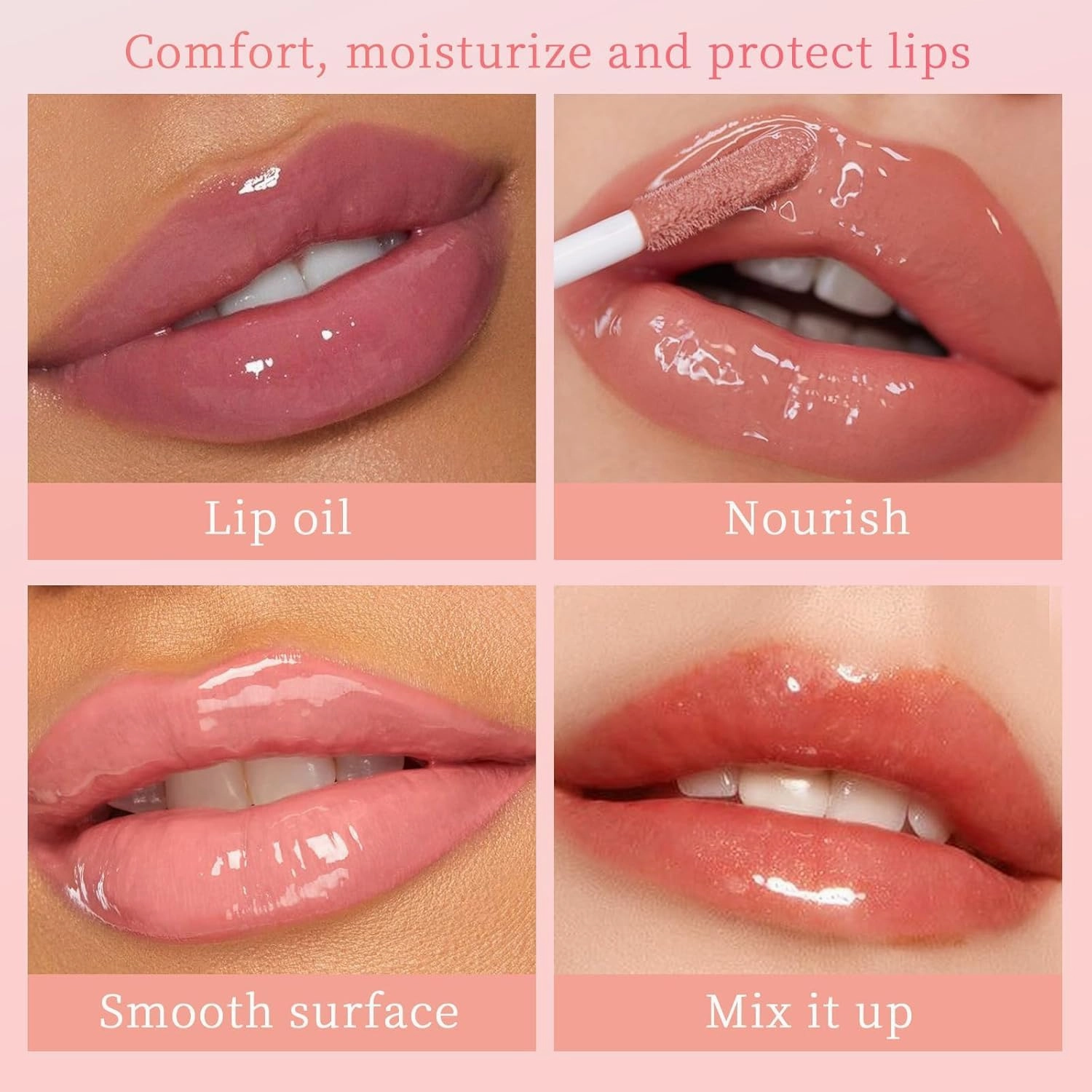 Shiftalter Tinted Lip Glow Oil - For Lush, Hydrated Lips with a Natural Glow, Long-Lasting Nourishing Fruit Flavor Nude Clear Glossy Lip Gloss Stain Glows Tint Oil (7*PCS)