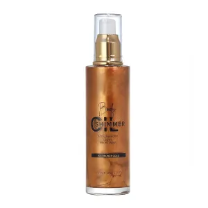 Shimmer Body Luminizer 5 Color Waterproof Smooth Face Body Glow Illuminator Non-sticky Liquid Body Highlight Illuminator for Face & Body & Leg (80 ML, 03 Bronze Gold)