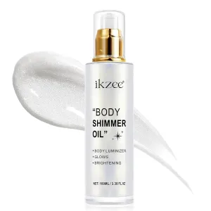 Shimmer Oil Long Lasting Moisturizing Body Luminizer Glow For Face & Body Liquid Illuminator Highlighter (Silver, FlOz)