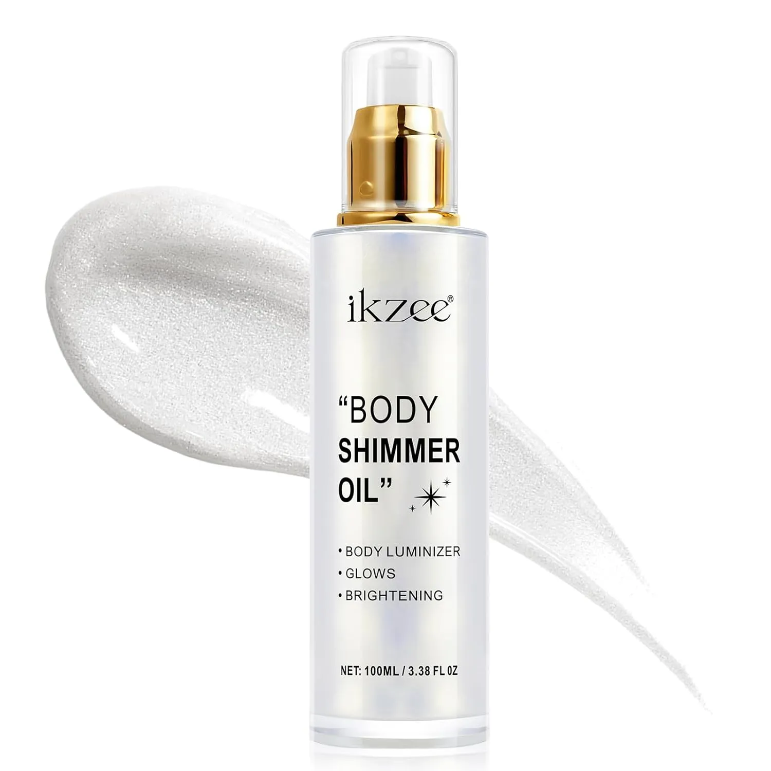Shimmer Oil Long Lasting Moisturizing Body Luminizer Glow For Face & Body Liquid Illuminator Highlighter (Silver, FlOz)
