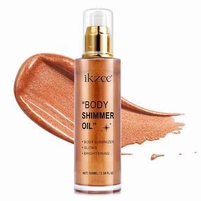 Shimmer Oil Long Lasting Moisturizing Body Luminizer Glow For Face & Body Liquid Illuminator Highlighter (Golden Brown, FlOz)