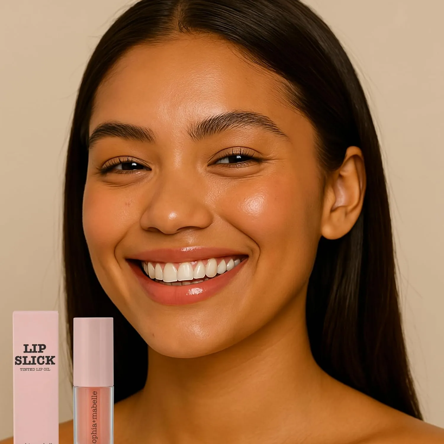 Sophia   Mabelle Hydrating Lip Oil – Lightweight, Non-Sticky & High-Shine Lip Gloss Oil – Moisturizing, Nourishing, Soothing Tinted Formula for Soft Lips – 3.7g (Cabana Service (Peach), 3.7g)