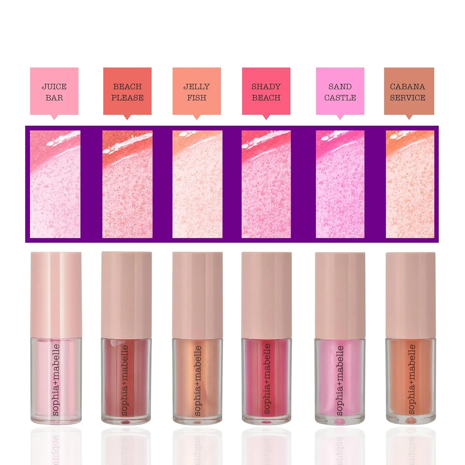 Sophia   Mabelle Hydrating Lip Oil – Lightweight, Non-Sticky & High-Shine Lip Gloss Oil – Moisturizing, Nourishing, Soothing Tinted Formula for Soft Lips – 3.7g (Cabana Service (Peach), 3.7g)