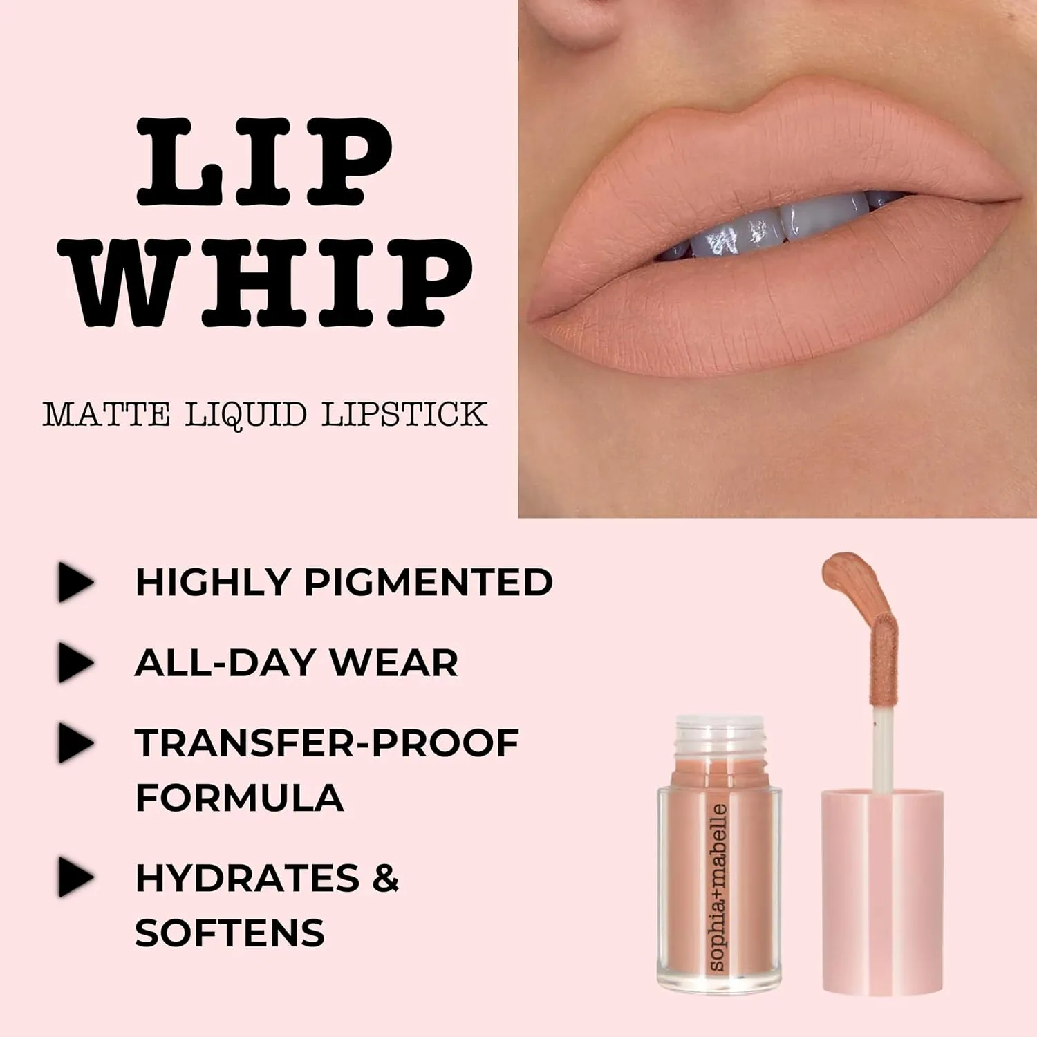 Sophia   Mabelle Lightweight Matte Liquid Lipstick – Comfortable and Long-Lasting – Transfer-Proof and Non-Drying Formula – High Pigment and Hydrating – Available in 5 Shades