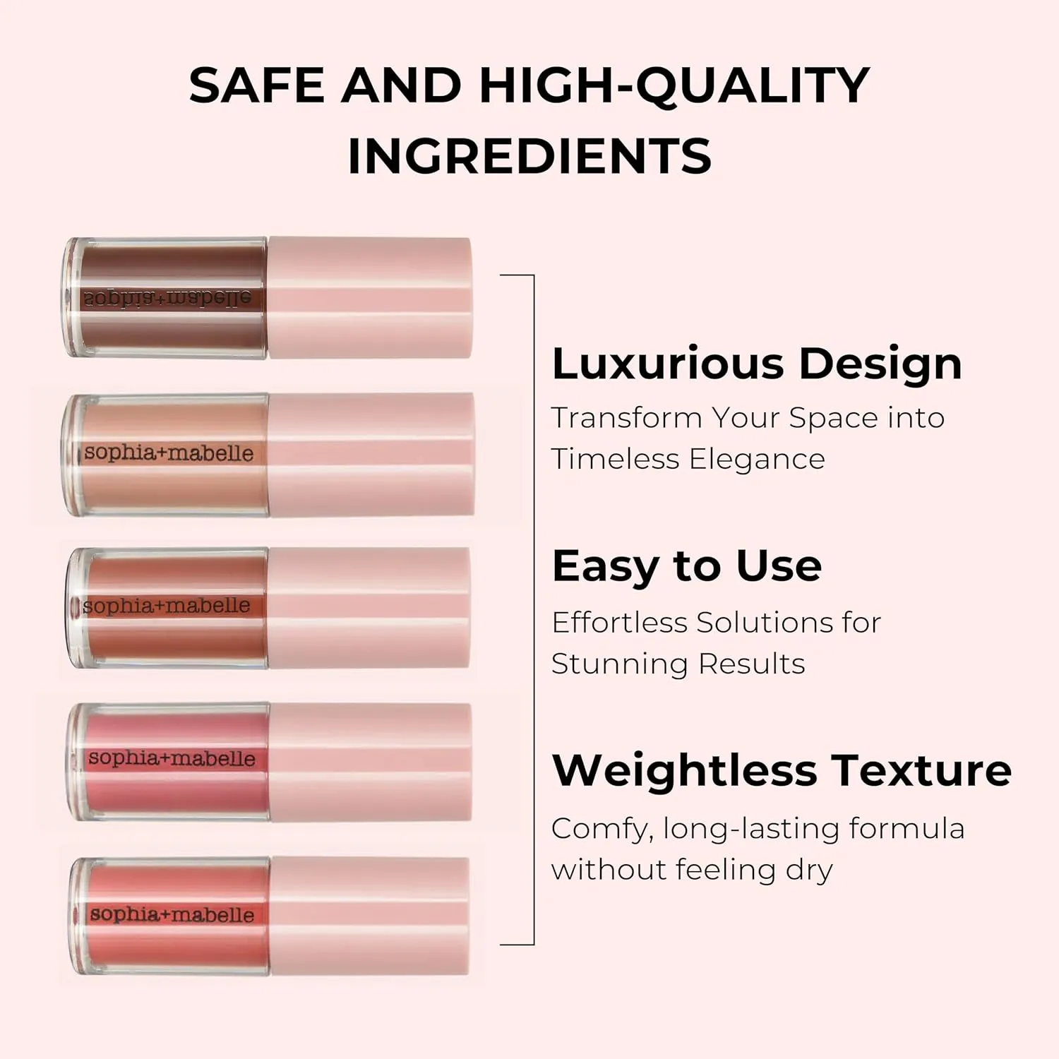 Sophia   Mabelle Lightweight Matte Liquid Lipstick – Comfortable and Long-Lasting – Transfer-Proof and Non-Drying Formula – High Pigment and Hydrating – Available in 5 Shades